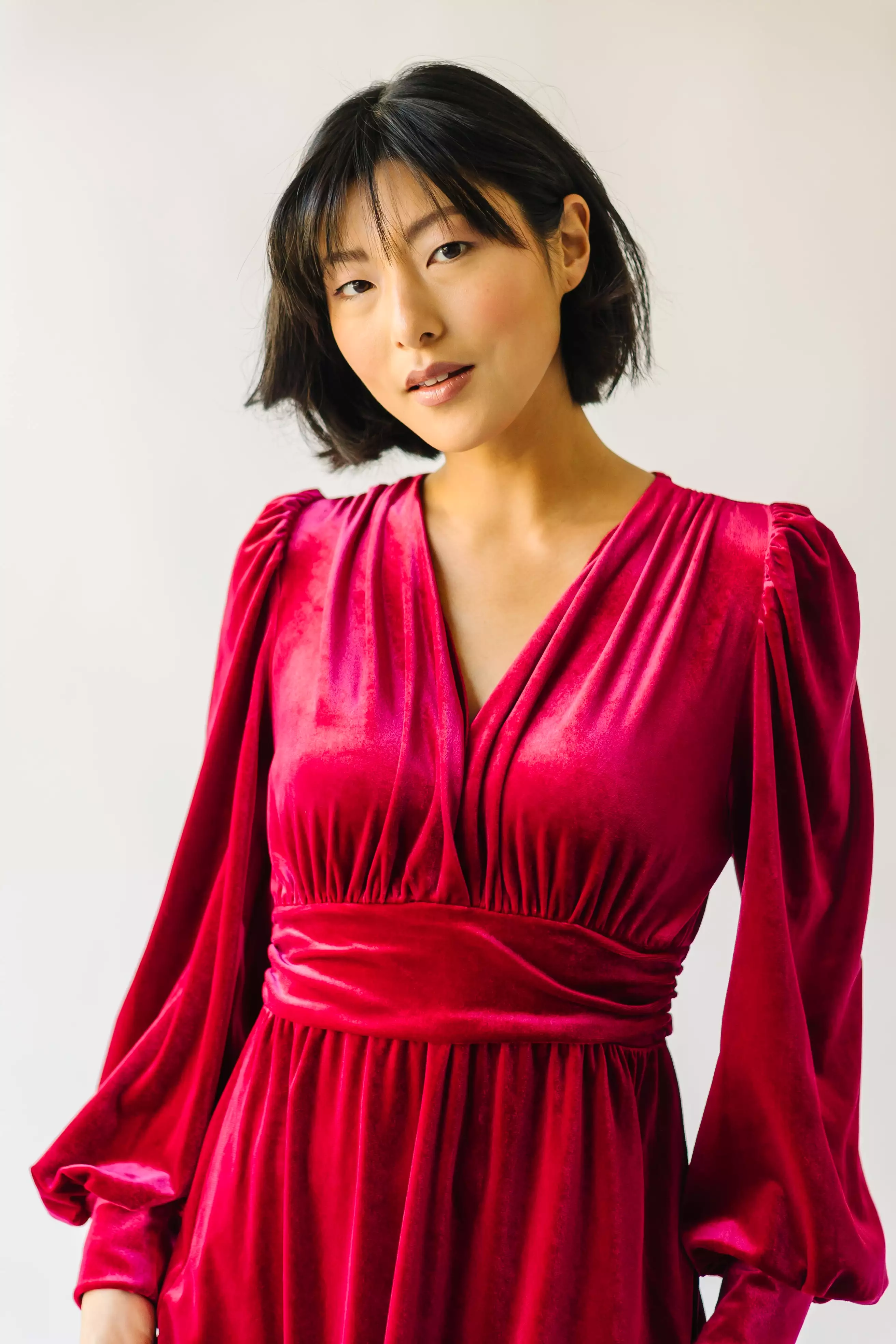 The Morin Velvet Maxi Dress in Red