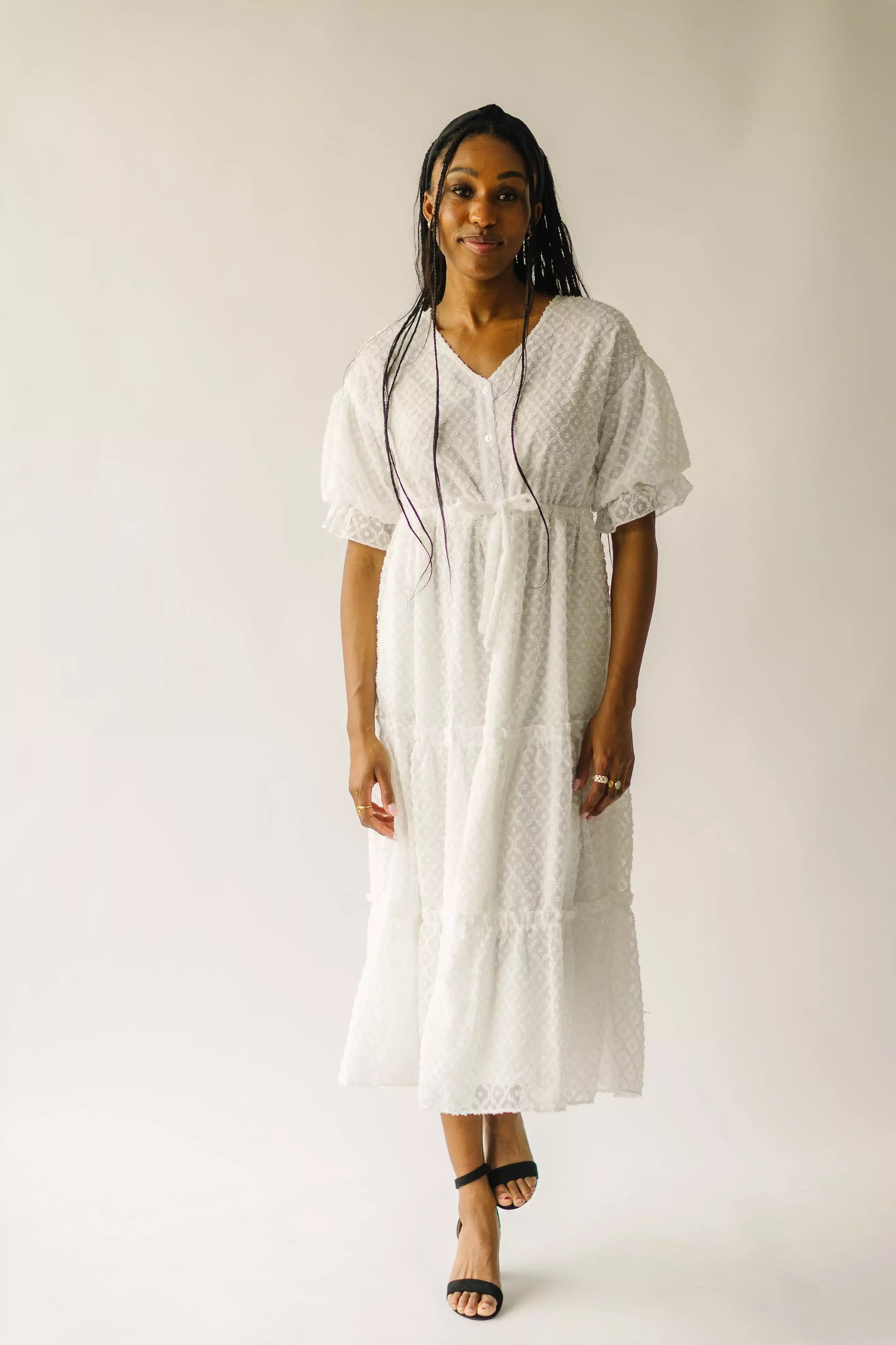 The Nadal Textured Maxi Dress in White