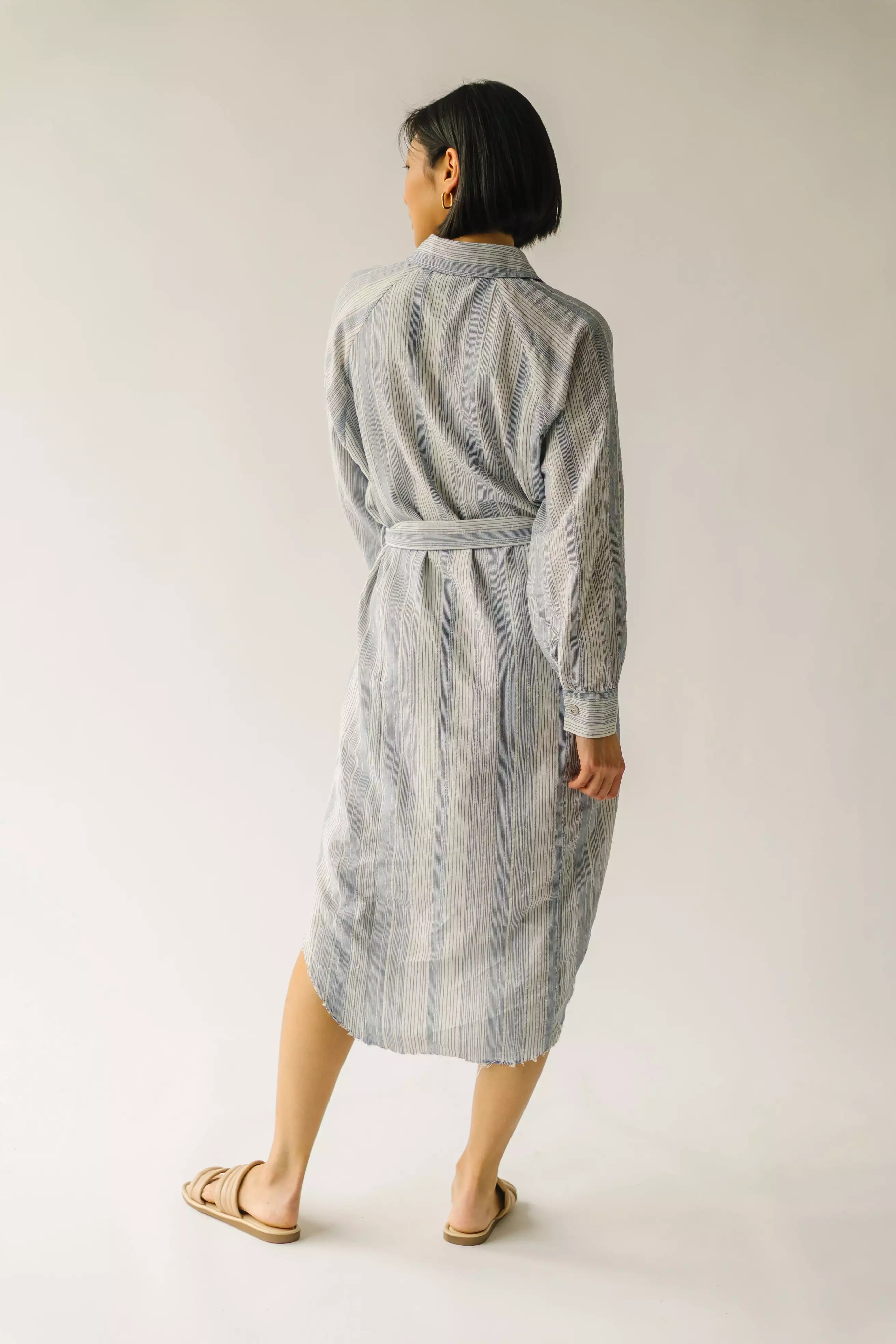 The Pearland Striped Midi Dress in Blue