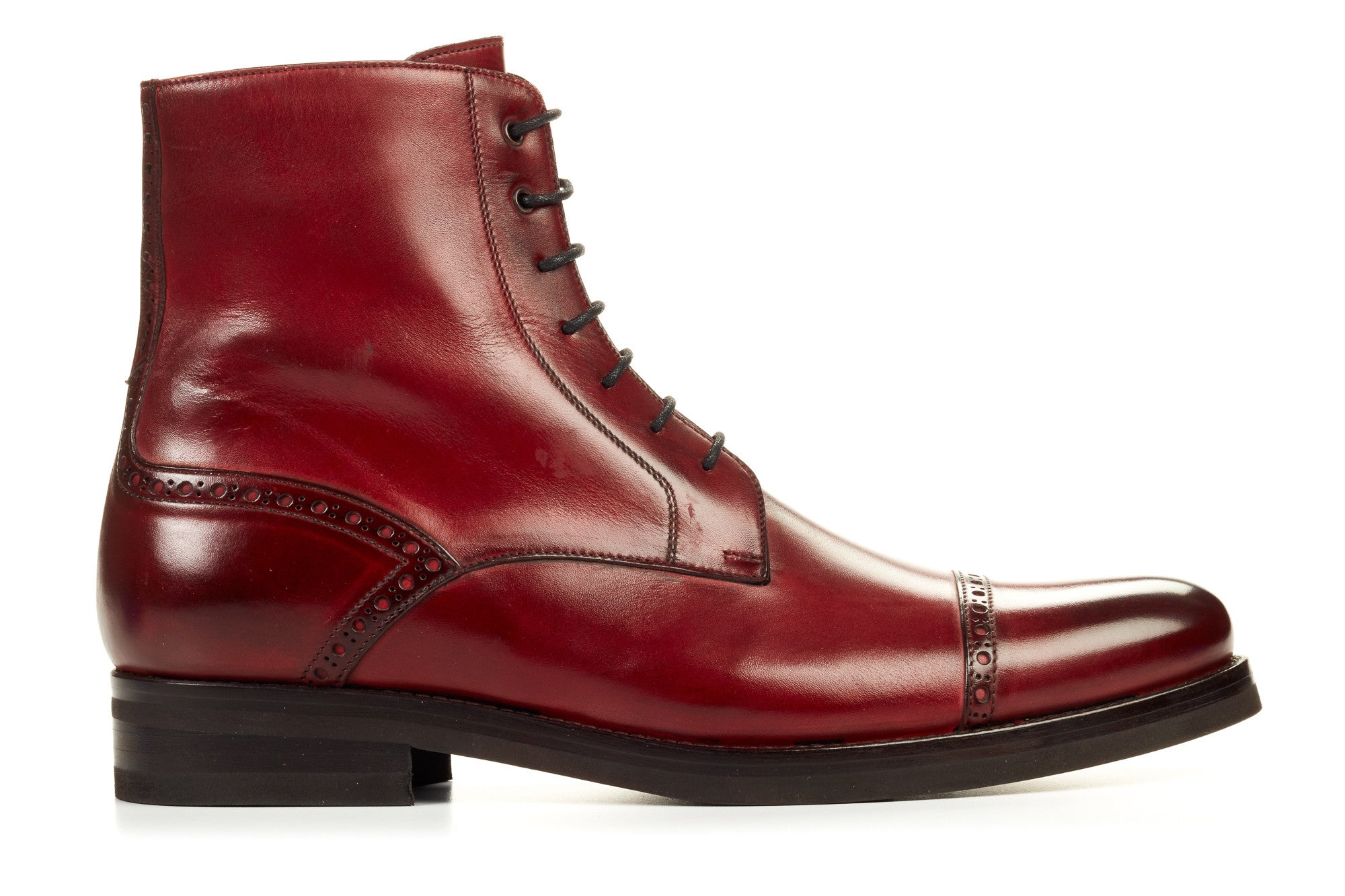 The Presley Lace-Up Boot - Oxblood - Rubber Sole