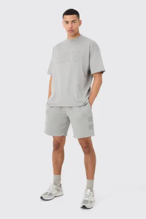 Tracksuits | Boxy Man Distressed T-Shirt & Shorts Set | boohooMAN