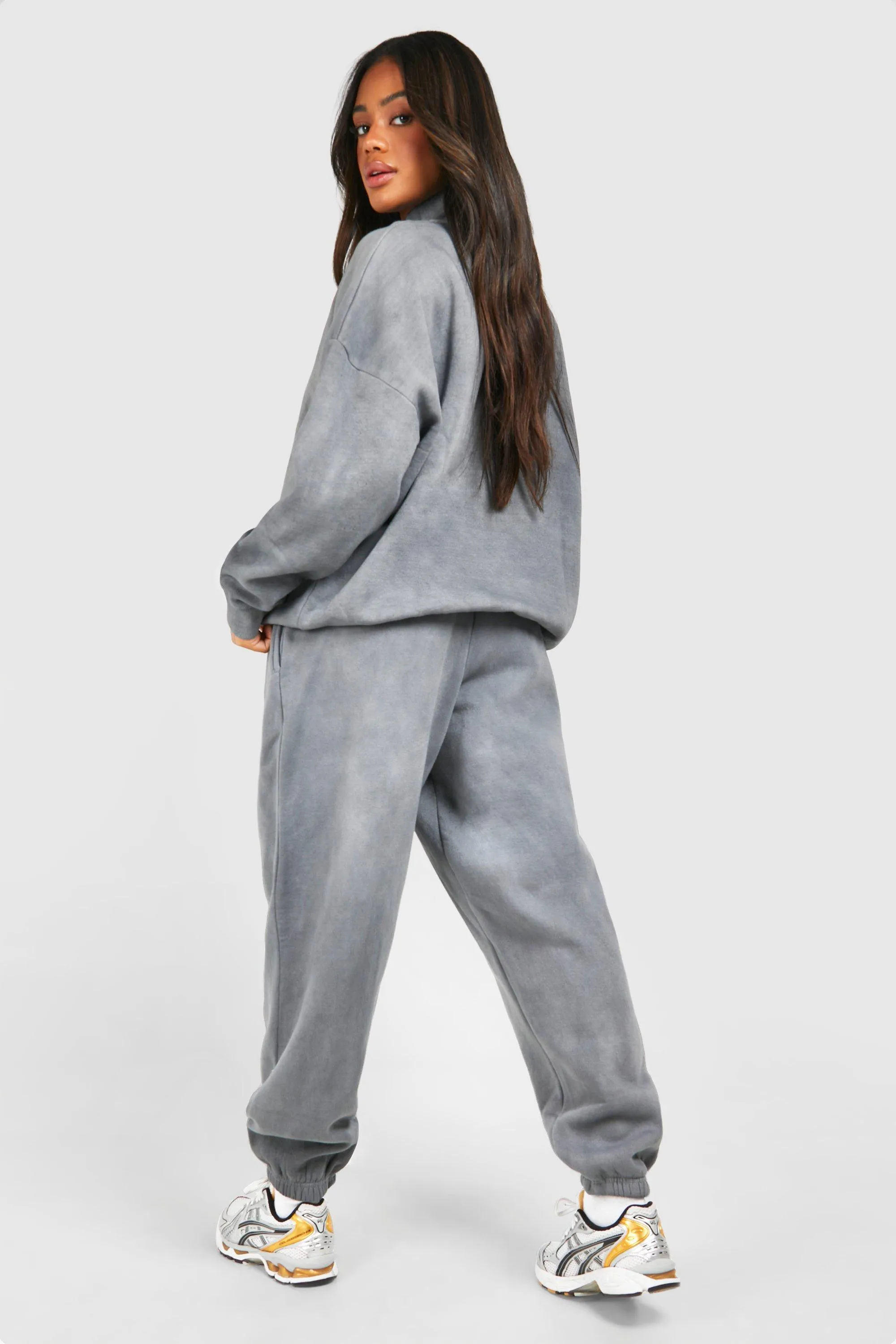 Tracksuits | Overdyed Oversized Half Zip Sweatshirt Tracksuit | boohoo