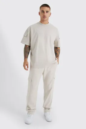 Tracksuits | Oversized Cargo T-shirt Tracksuit | boohooMAN