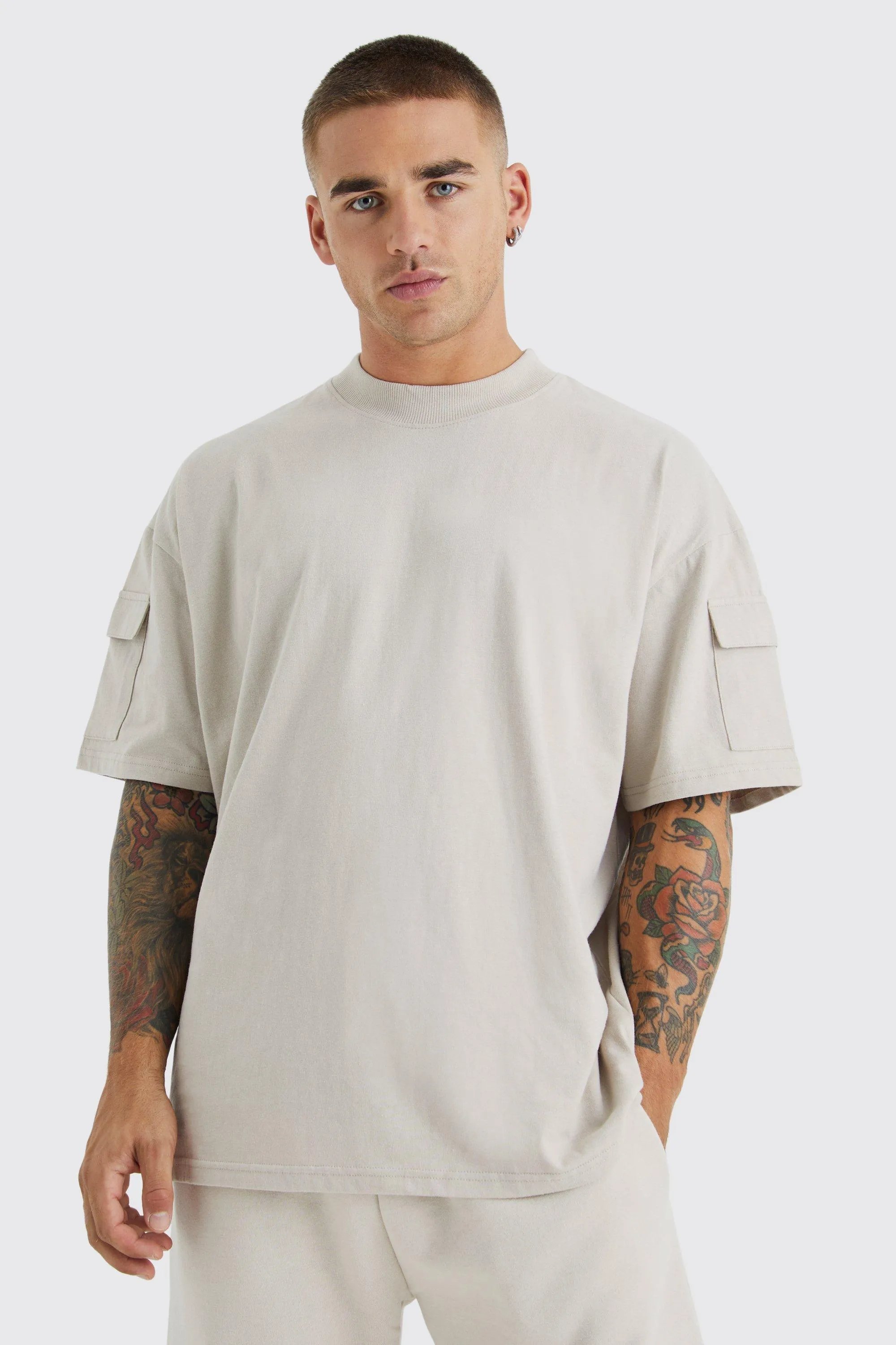 Tracksuits | Oversized Cargo T-shirt Tracksuit | boohooMAN