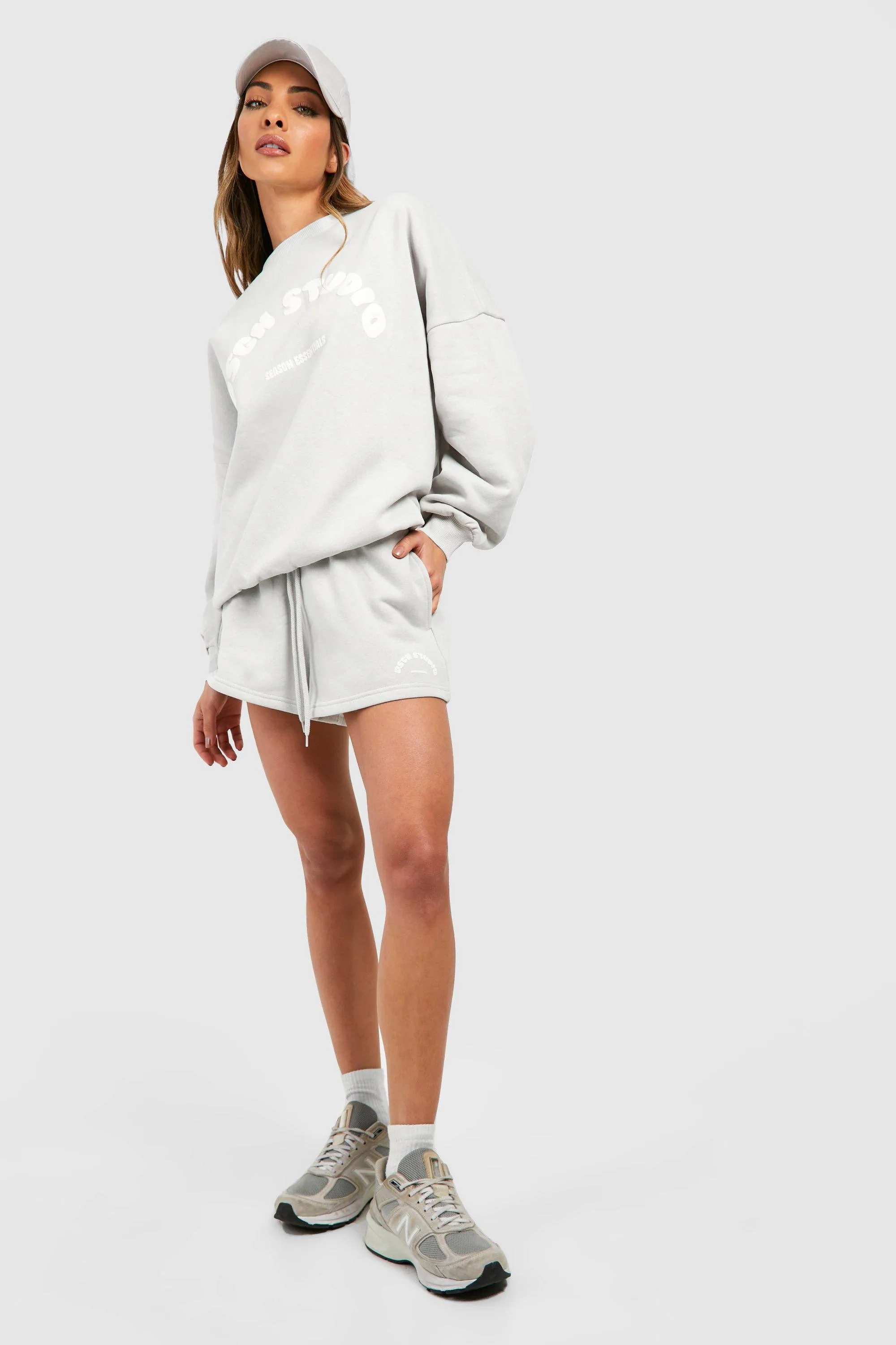 Tracksuits | Puff Print Slogan Sweatshirt Short Tracksuit | boohoo