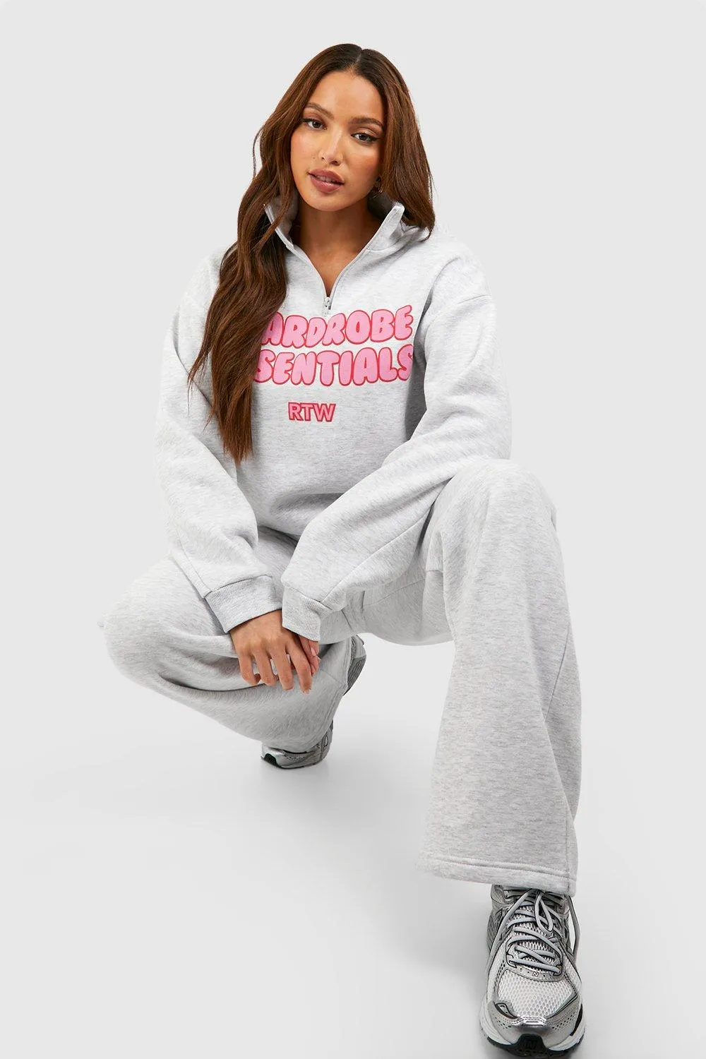 Tracksuits | Tall Wardrobe Essential Half Zip Wide Leg Tracksuit | boohoo