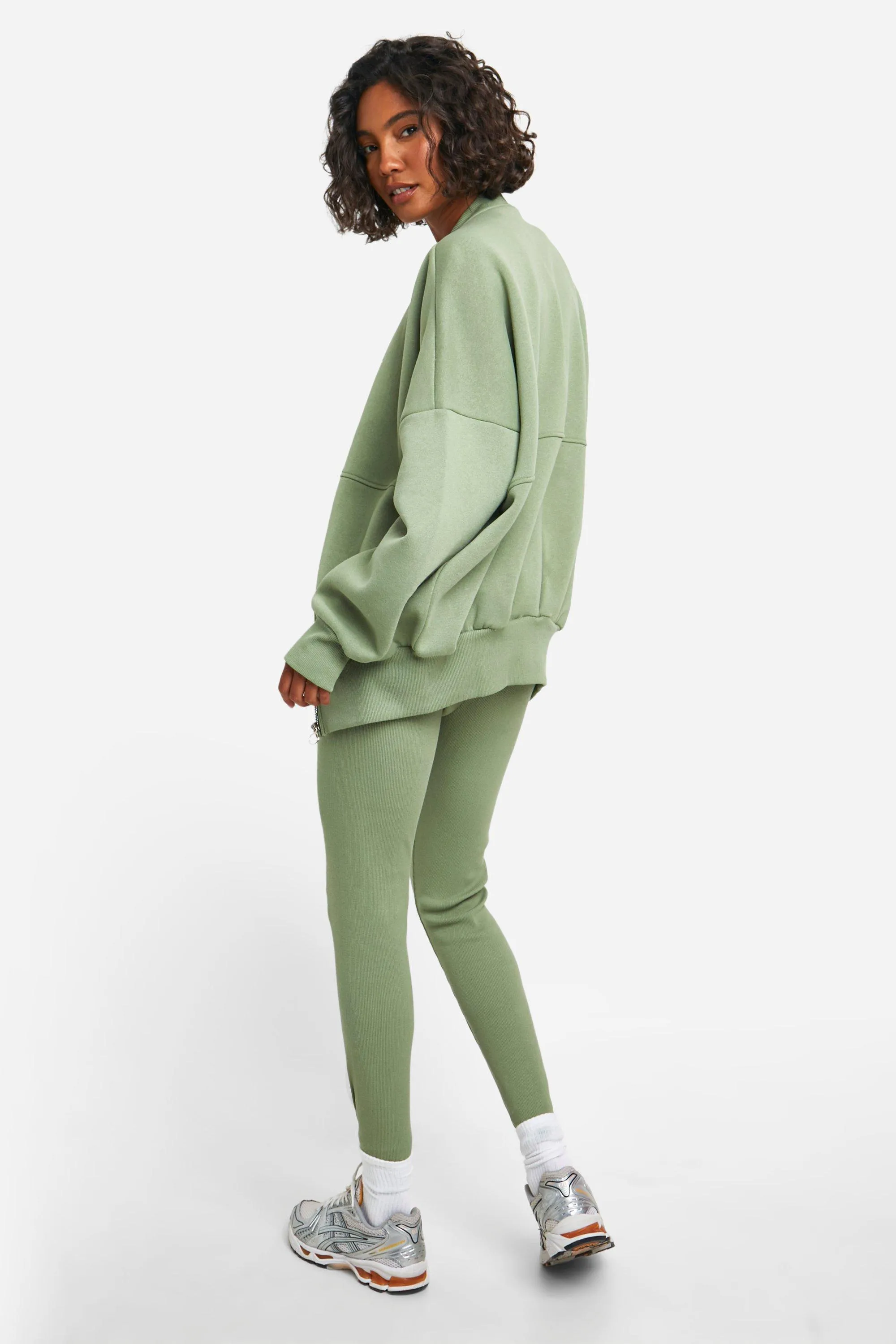 Tracksuits | Tall Zip Up Bomer & Rib Leggings Set | boohoo