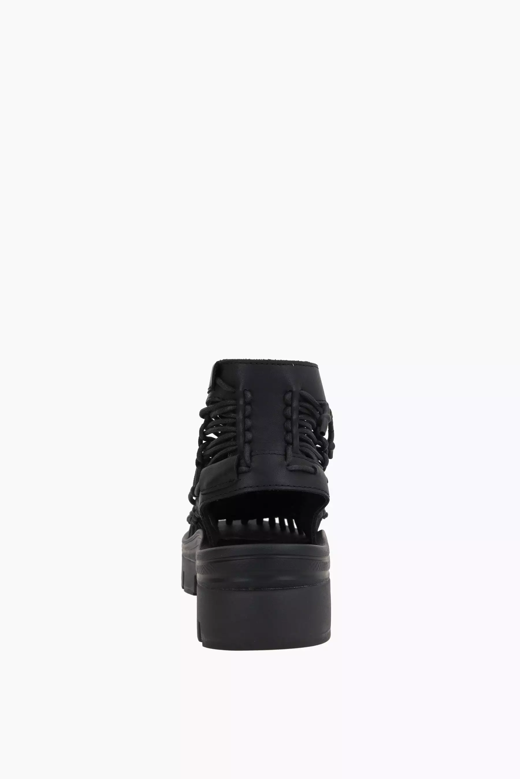 Uneek smooth leather and braided rope ankle boots