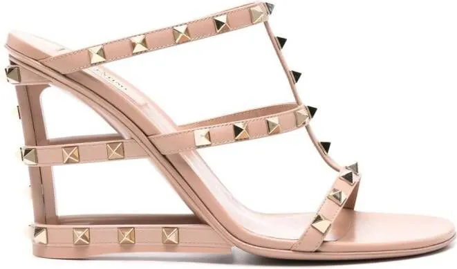 Valentino Garavani 100mm Rockstud-embellished caged mules Neutrals