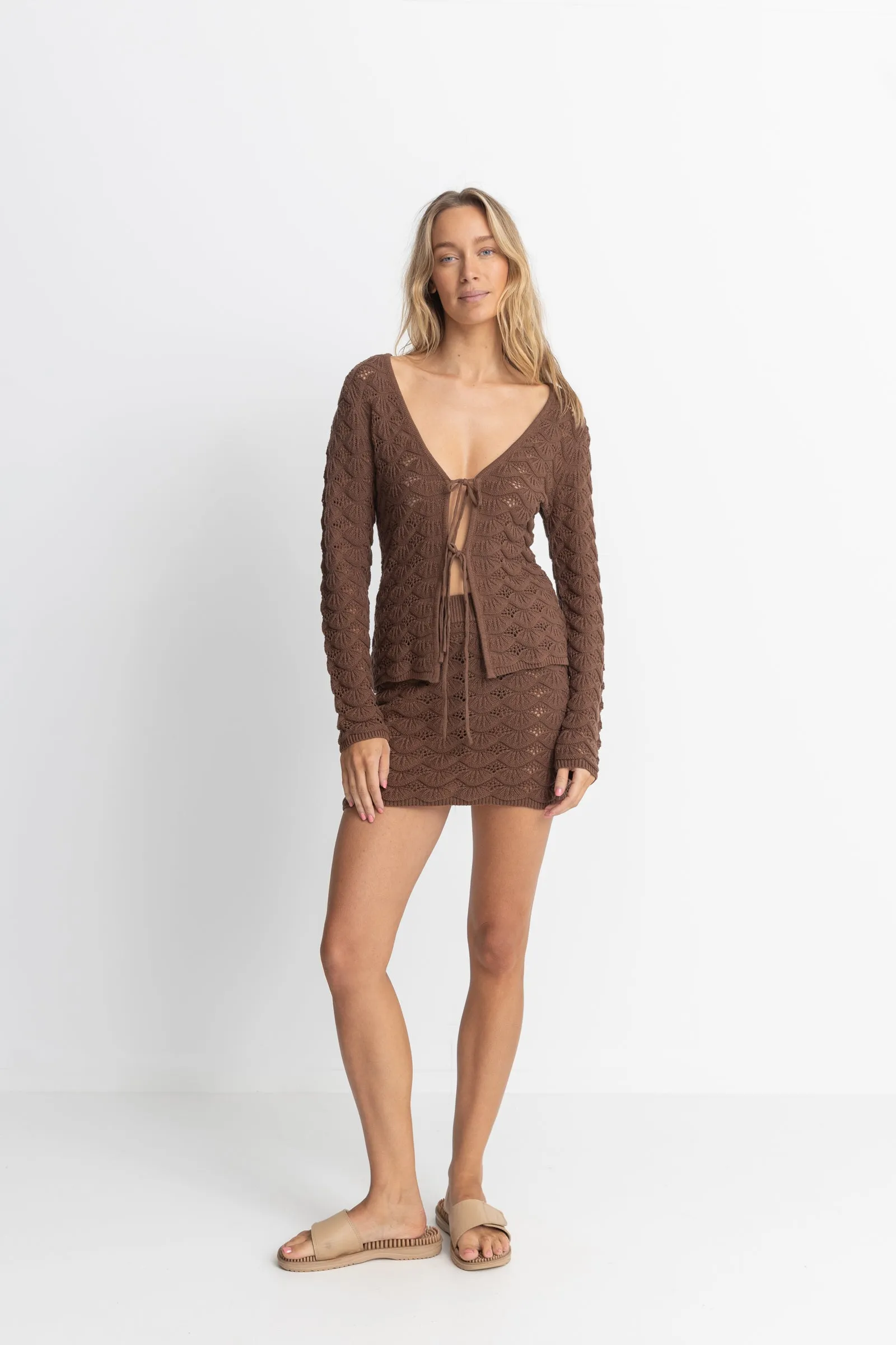 Venice Knit Mini Skirt Chocolate