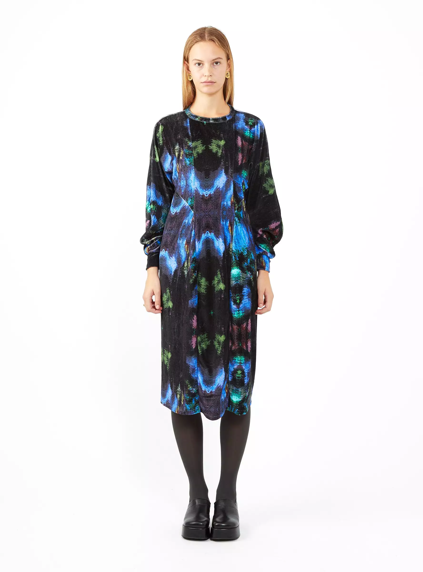 Viola Velour Dress Black Cosmic Print