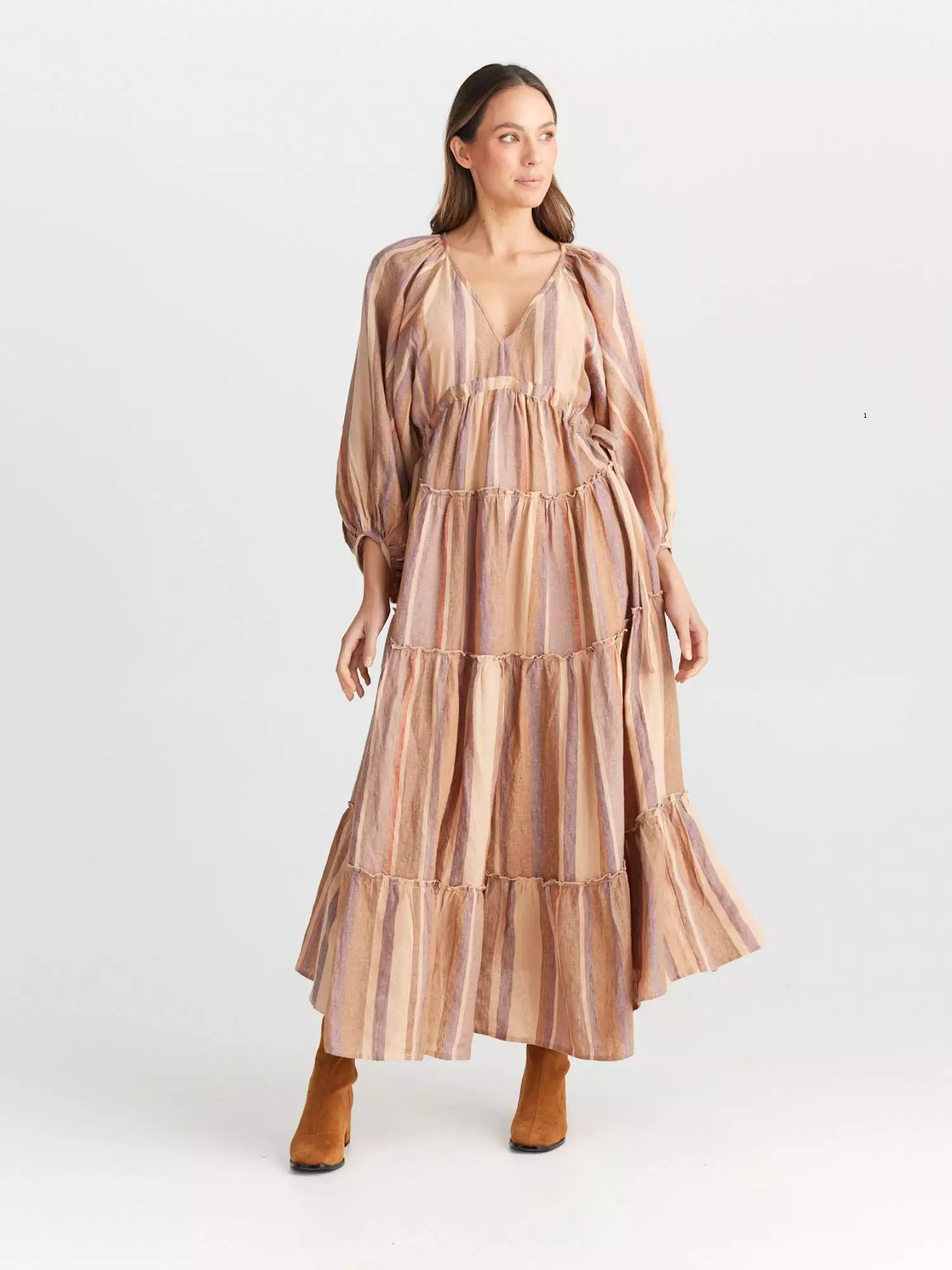 Wing & A Prayer Maxi Dress | Santal Stipe