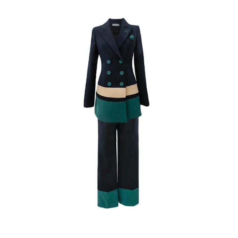 Women Patchwork Business Pantsuit