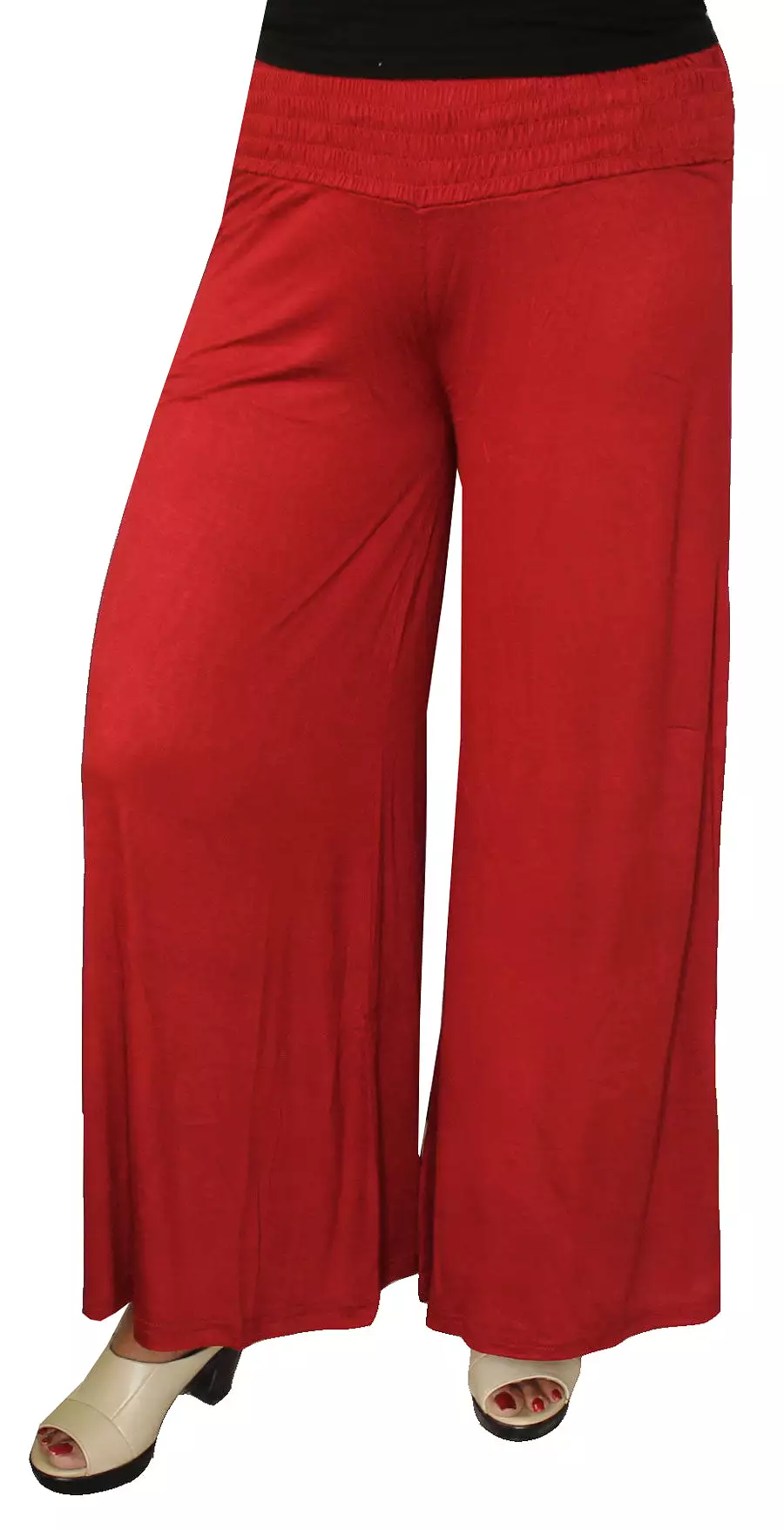 Womens Trousers Wide Bottom Viscose Palazzo Pants (Maroon)